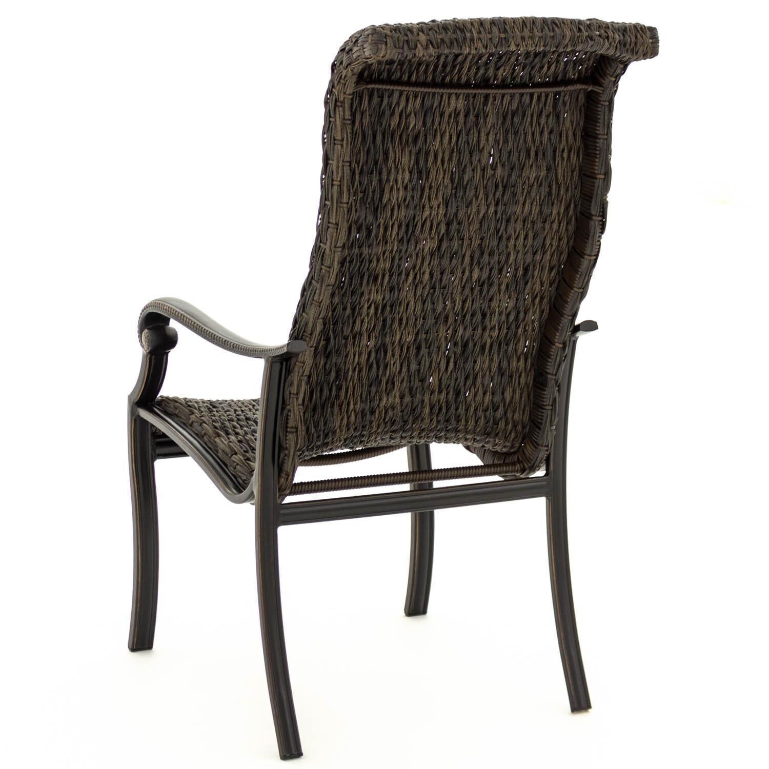 Du Monde Banana Leaf Wicker Patio Dining Chair - Angled Back View thumbnail