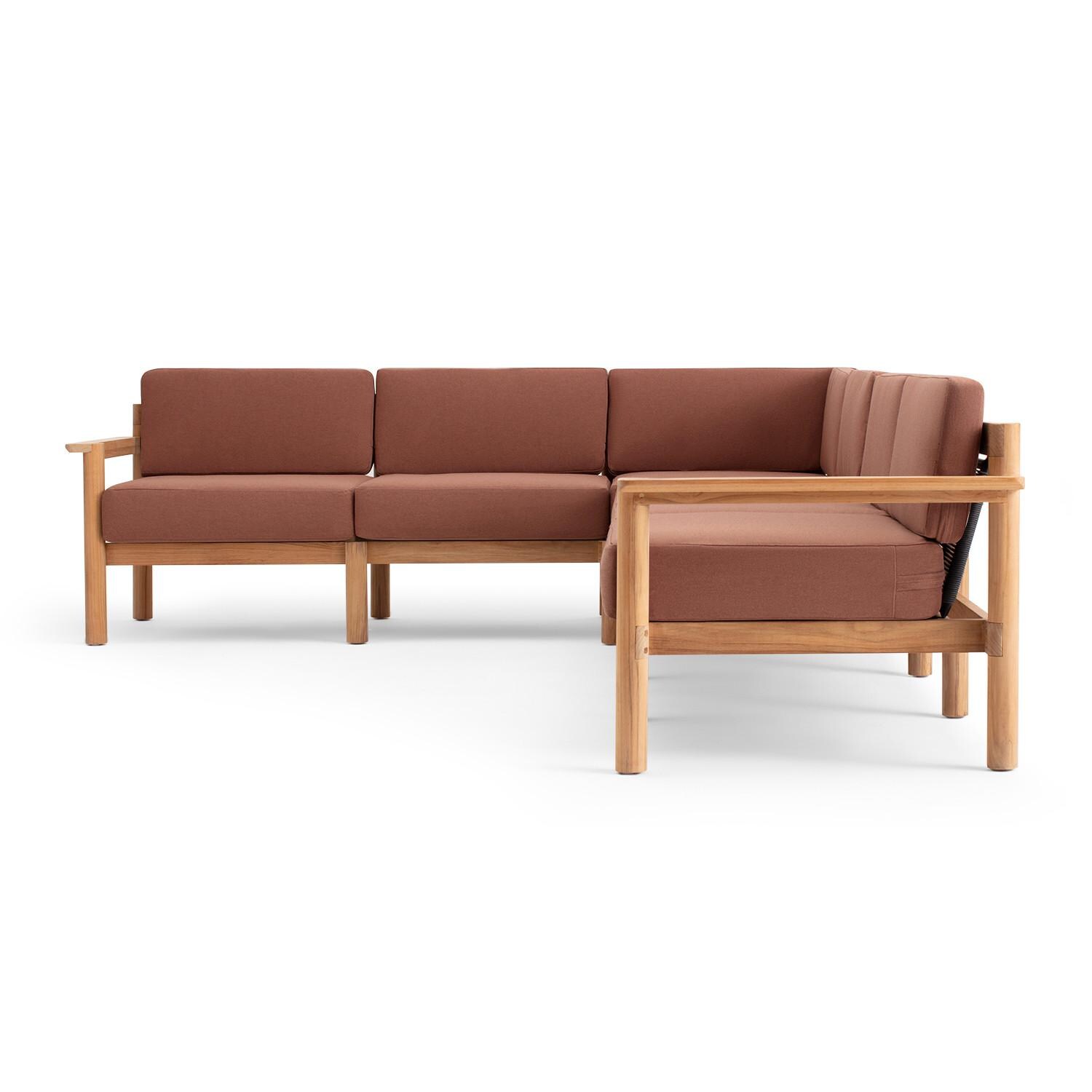 Neighbor HVN-SECT6-RU-2 6 Piece Sectional W/ Teak Arms - Long Side View thumbnail