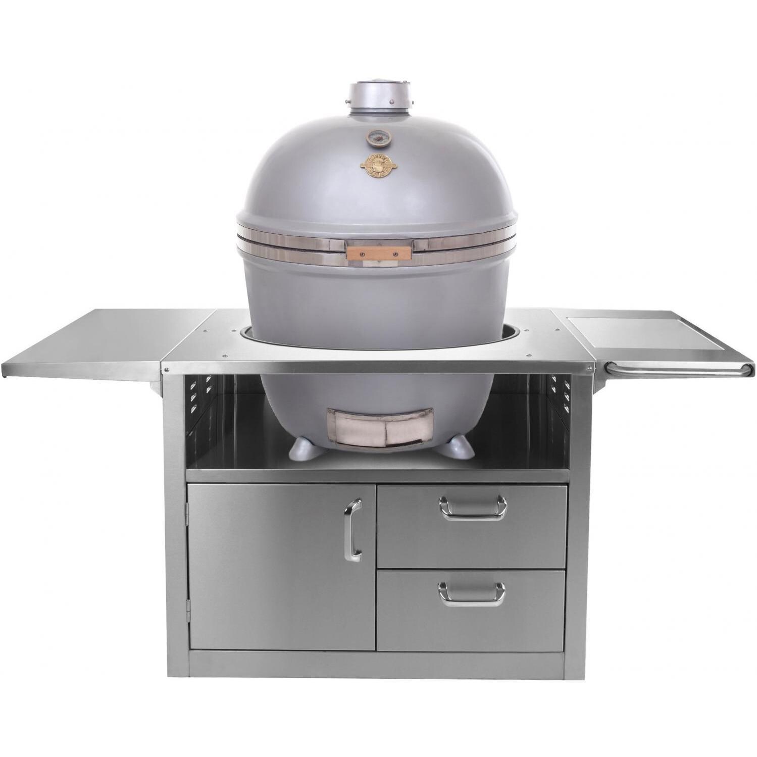 Grill Dome Infinity Series XL Kamado Grill On Stainless Steel Cart