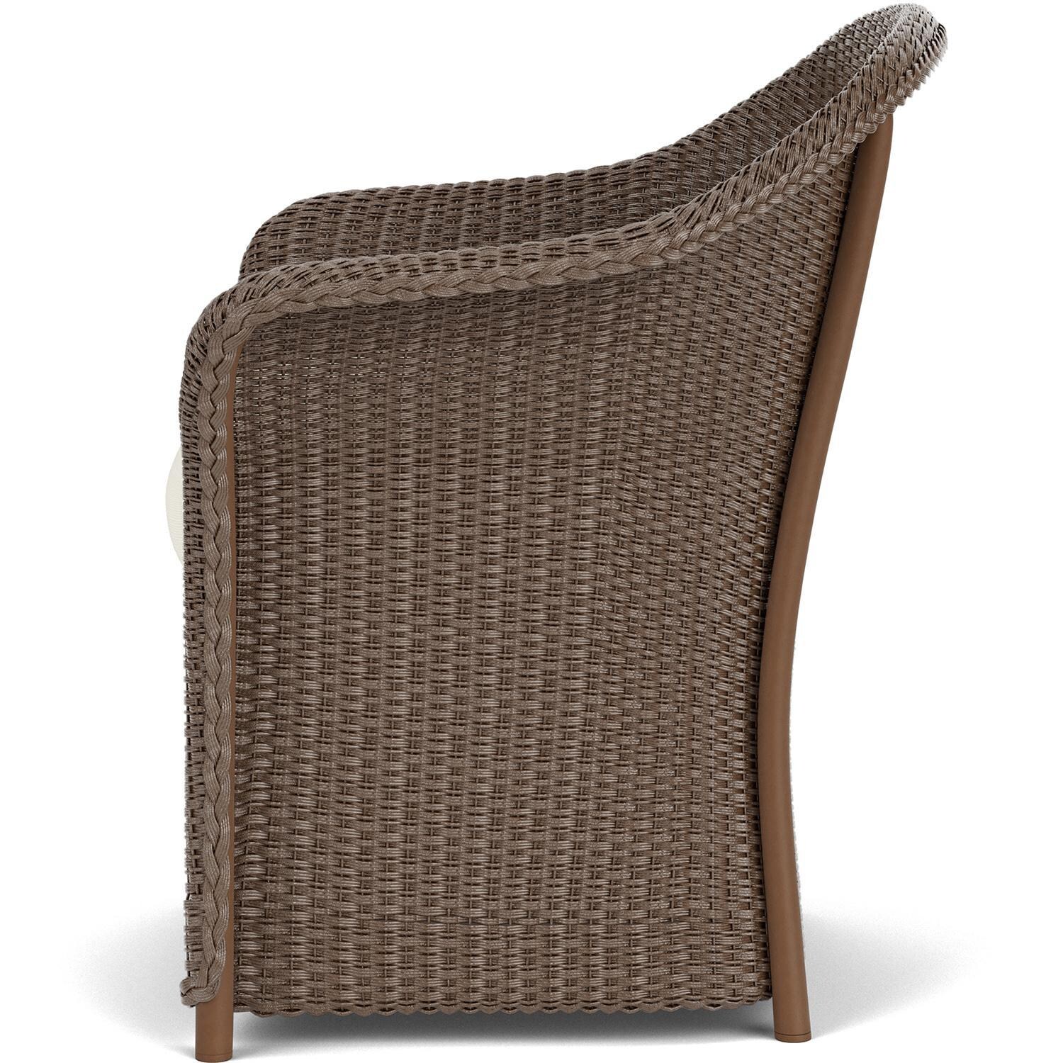 Lloyd Flanders Weekend Retreat Dining Armchair in Bark Finish W/ Sailcloth Salt Fabric - Side thumbnail