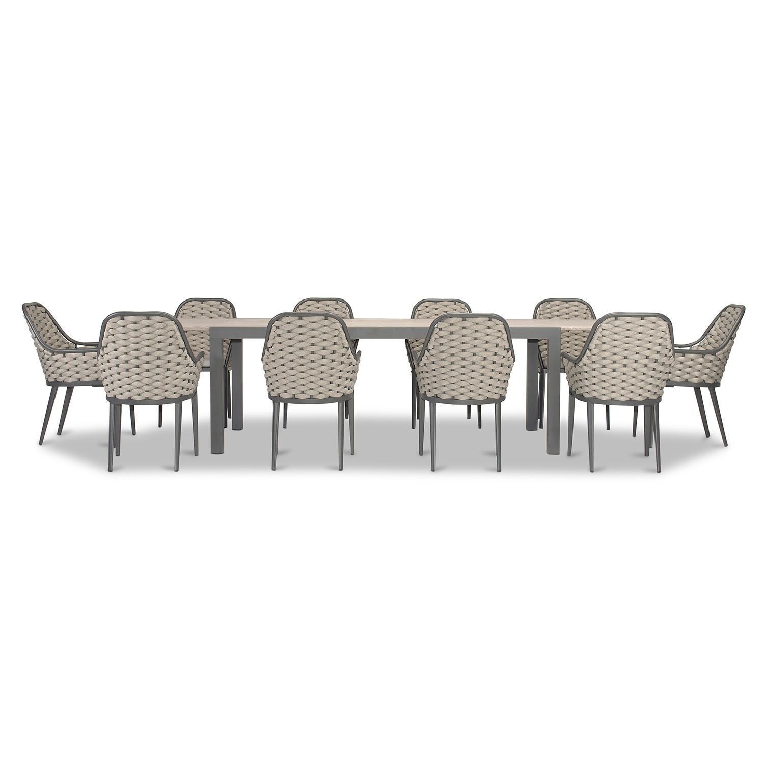 Chloe Bay 13 Pc Aluminum Extendable Dining Set in Slate/Barnwood by Lakeview - White Background thumbnail