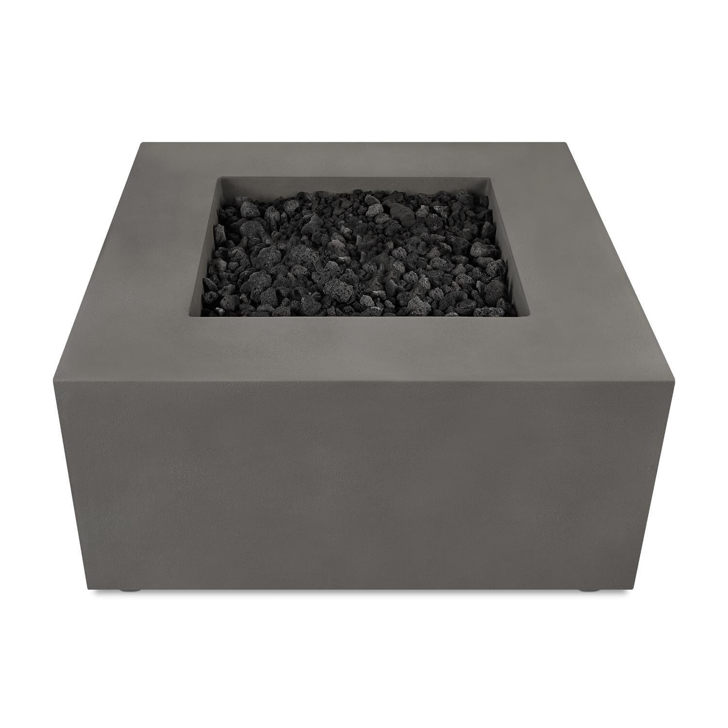 Olliewood 363LP-CBN 40 Inch Square Glass Fiber Reinforced Concrete Propane Fire Pit Table in Carbon by BBQGuys Signature - Top View - White Background thumbnail
