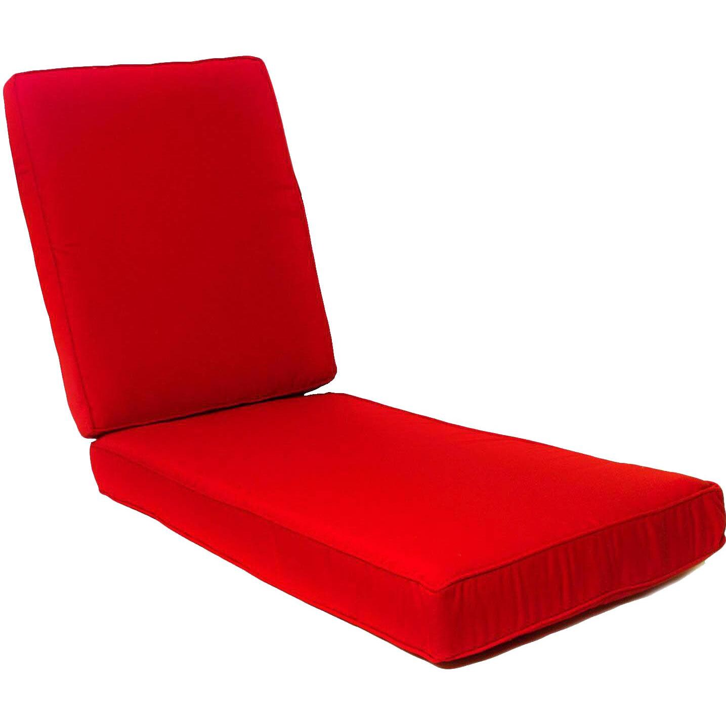 Extra Long Replacement Chaise Lounge Cushion With Piping - Canvas Jockey Red thumbnail