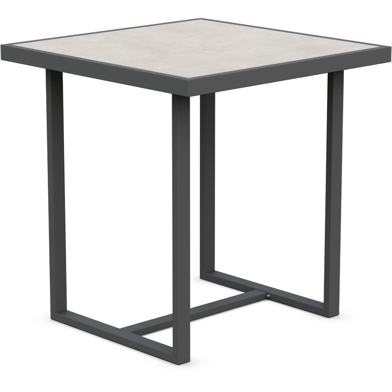 Azzurro Living Pavia 35 Inch Charcoal Aluminum Counter Table W/ Albarium Dekton Top - Angled - White Background thumbnail