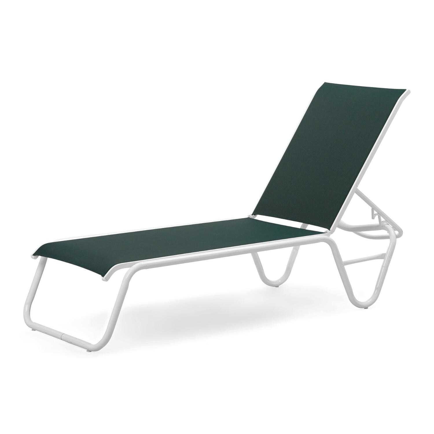 Gardenella Sling Four-Position Lay Flat Stacking Armless Chaise - Gloss White/Forest Green thumbnail