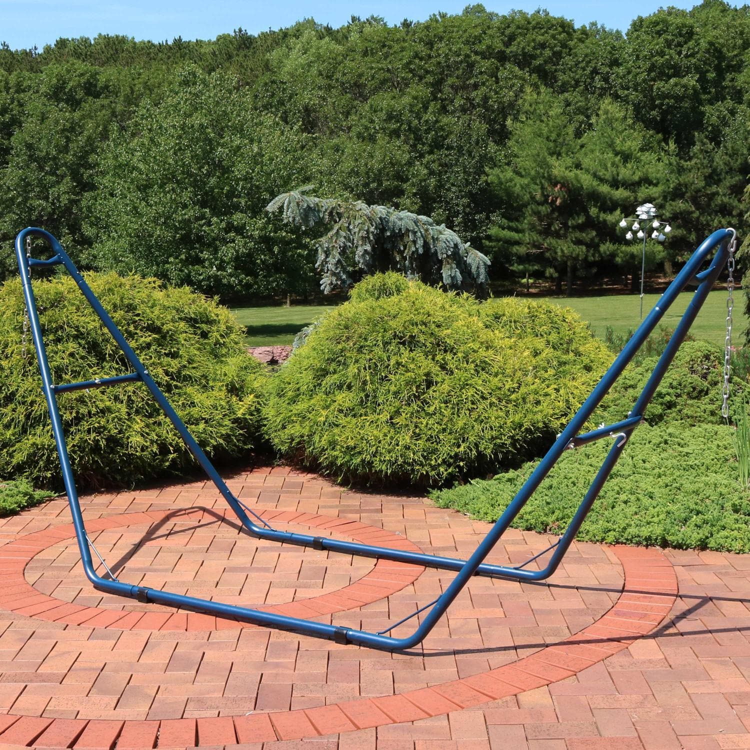 Ultimate Patio Steel Universal Multi-Use Hammock Stand - Blue - Lifestyle