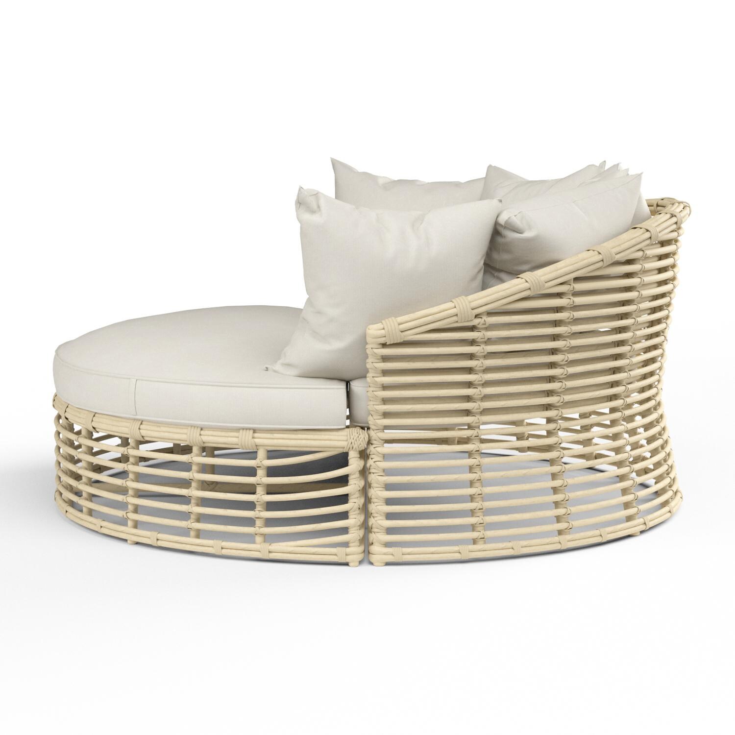 Sunset West - 1095-99/OTT-5453 - Farro 61-Inch Round Resin Wicker Patio Daybed W/ Sunbrella Canvas Canvas Cushions - Side View thumbnail