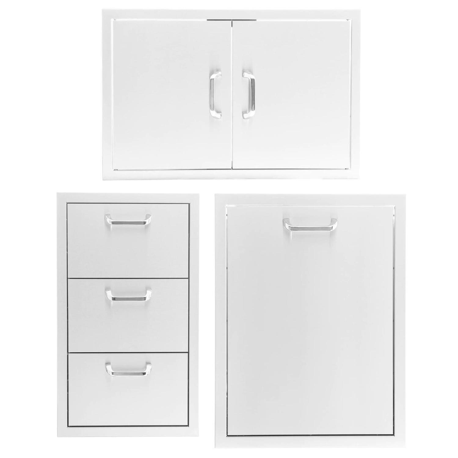 BBQGuys Signature 3 Pc 32-in Contempo/Traditional Double Access Door Outdoor Kitchen Storage Package - Traditional - White Background thumbnail