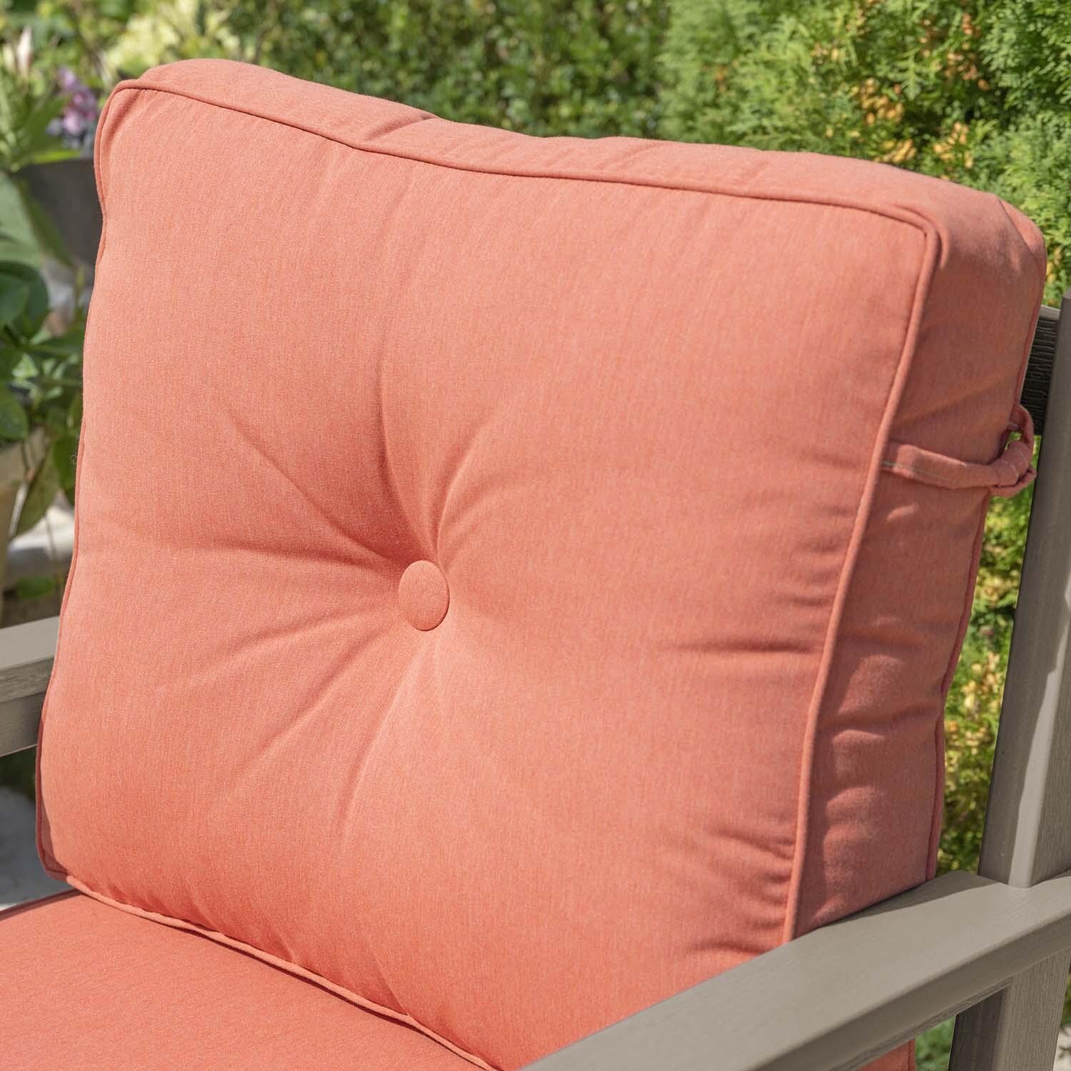 Blushing Bay 3 Pc Recycled Plastic Seating Set in Canvas Persimmon/Woodland Brown by Lakeview Outdoor Designs - Cushion - Detail thumbnail