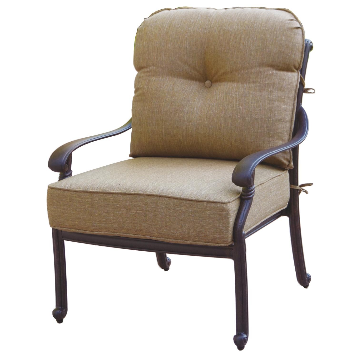 Darlee DL2058-5PC-80Q Santa Monica 5 Piece Cast Aluminum Patio Conversation Seating Set W/ Ice Bucket Insert & Sesame Cushions - Club Chair thumbnail