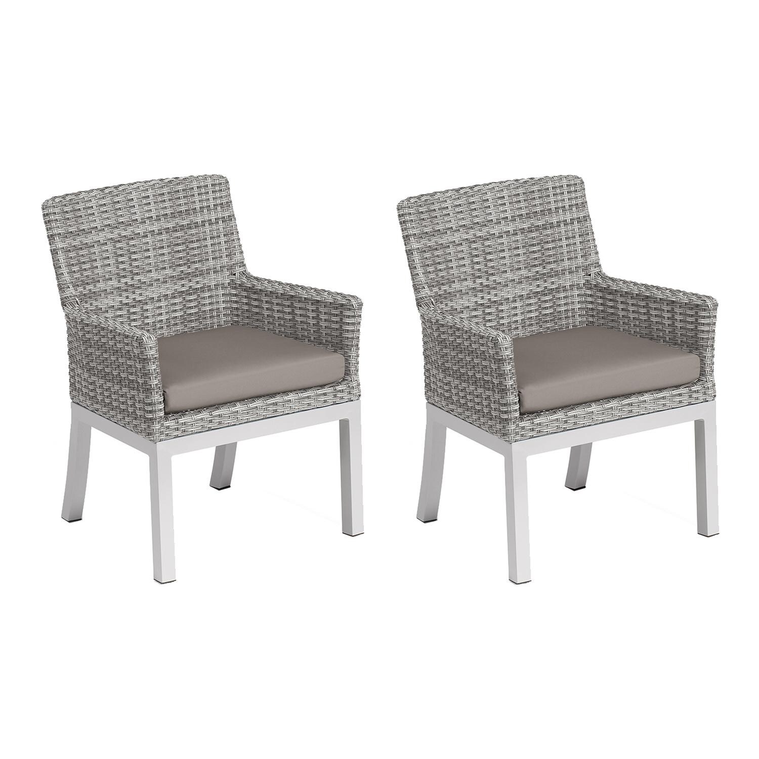 Argento 2 Pc Wicker Dining Arm Chair w/ Stone Cushion in Flint/Argento By Oxford Garden