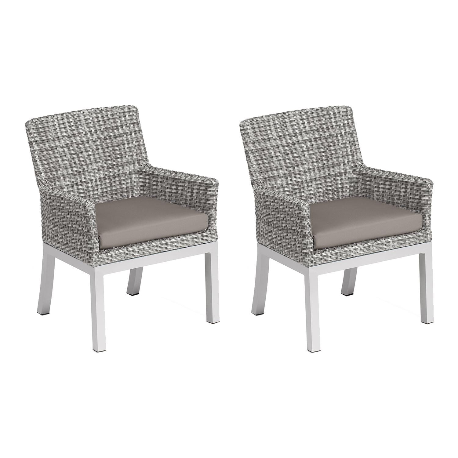 Oxford Garden Argento 2 Pc Wicker Dining Arm Chair W/ Stone Cushion in Flint/Argento thumbnail