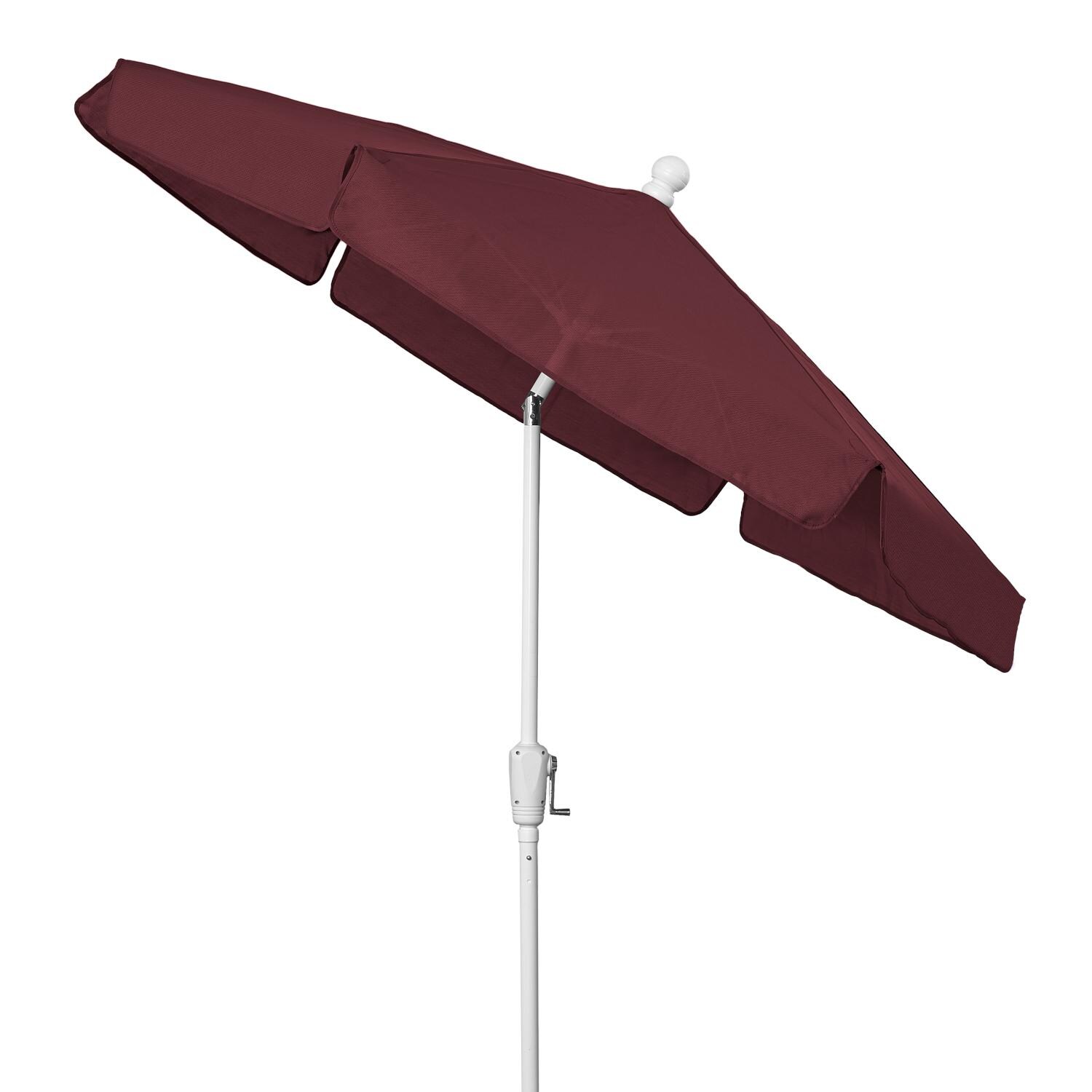 FiberBuilt 7.5 Ft Aluminum Burgundy Market Patio Umbrella W/ Crank Lift & Tilt - Side View thumbnail