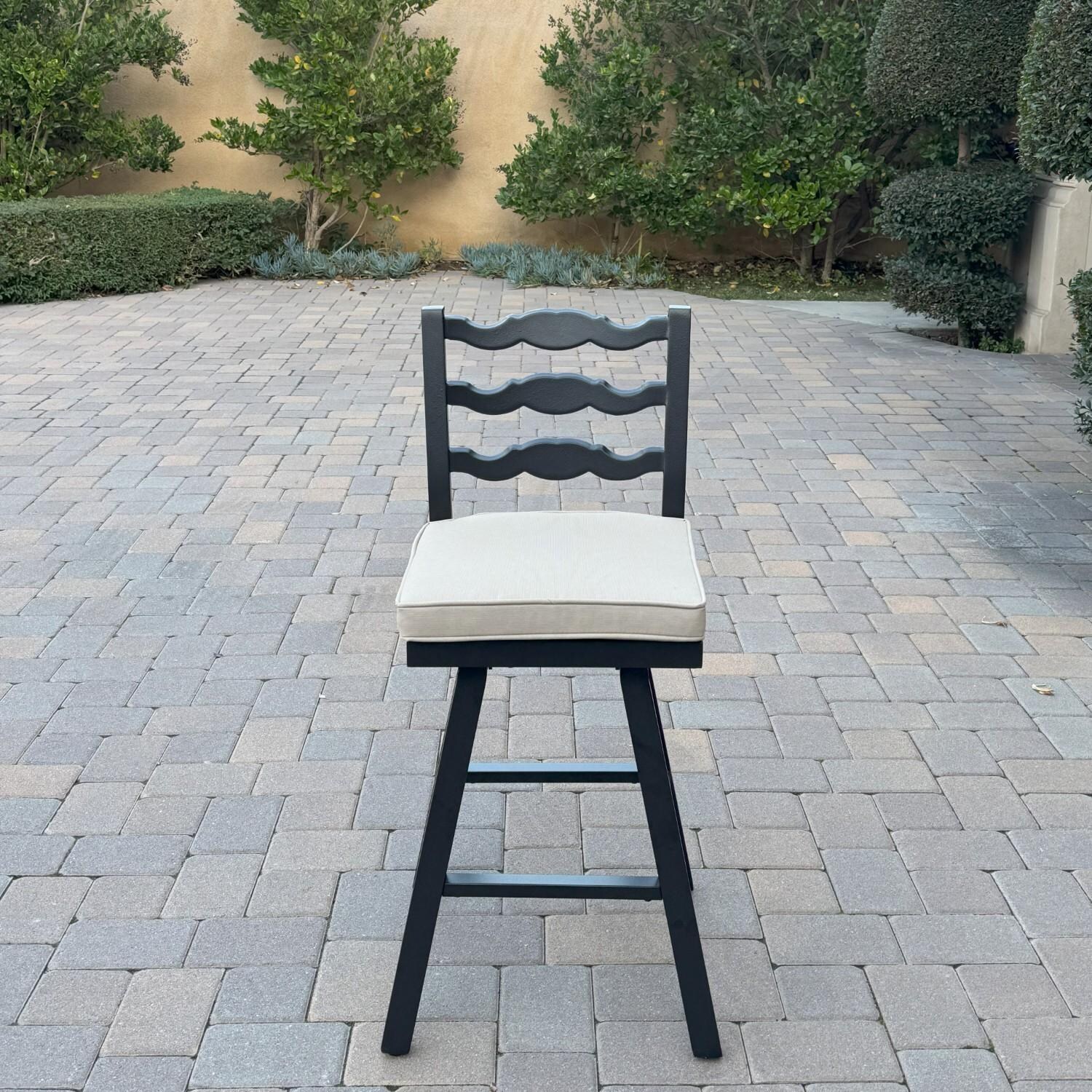 Aspen 4 Pc Aluminum Swivel Counter Height Bar Stool Set in Beige/Dark Brown by Darlee - Front - Lifestyle thumbnail