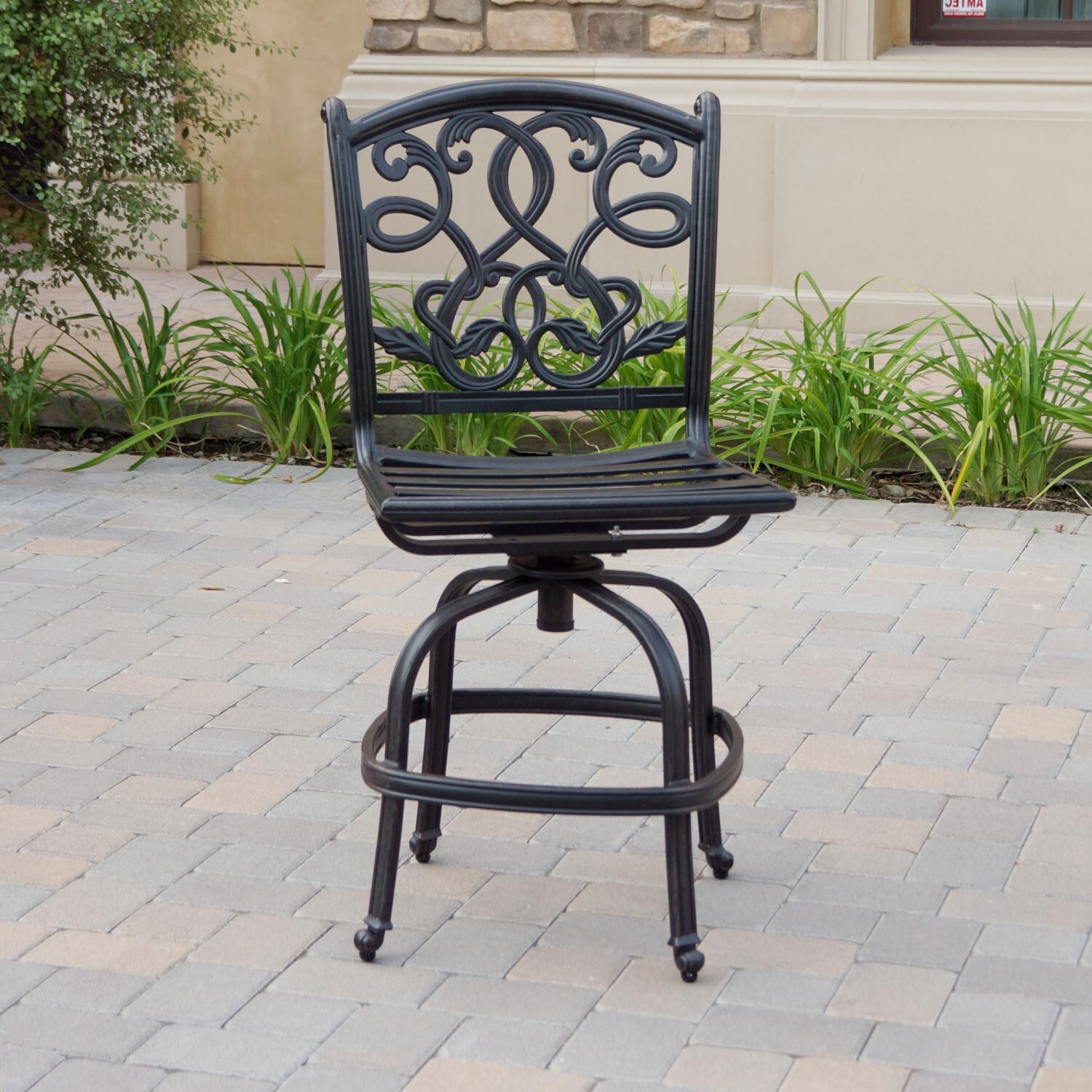 Darlee DL2052-17CH-6 Santa Monica 6 Piece Cast Aluminum Patio Armless Counter Height Swivel Bar Stool Set W/ Sesame Cushions - Frame thumbnail