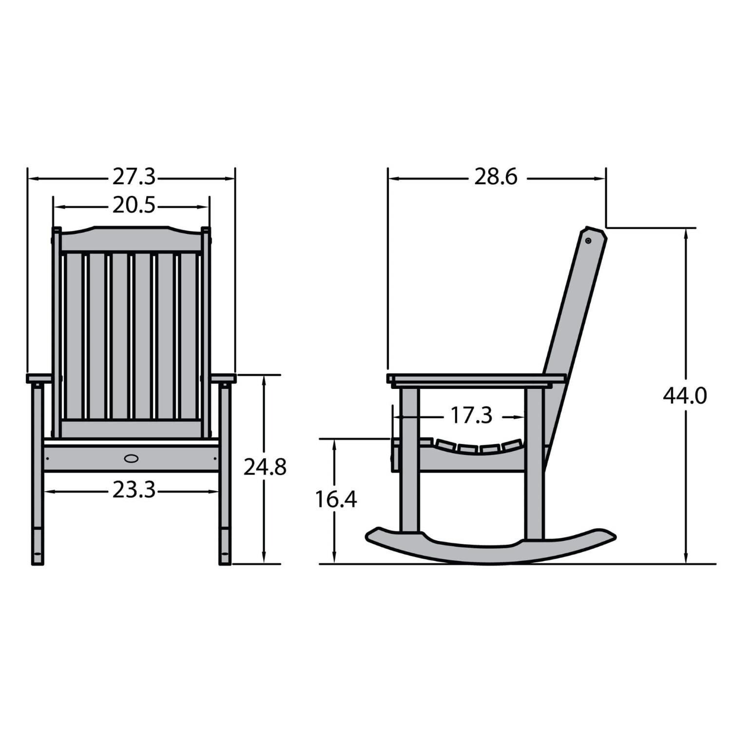 Lakeview Hart Lane Rocking Chair - Harbor Gray - Line Drawing thumbnail