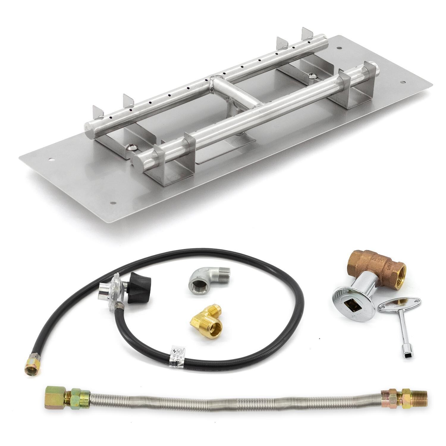 BBQGuys Signature 18-Inch Rectangular Flat Pan W/ 13-Inch Propane H-Burner & Connection Kit image