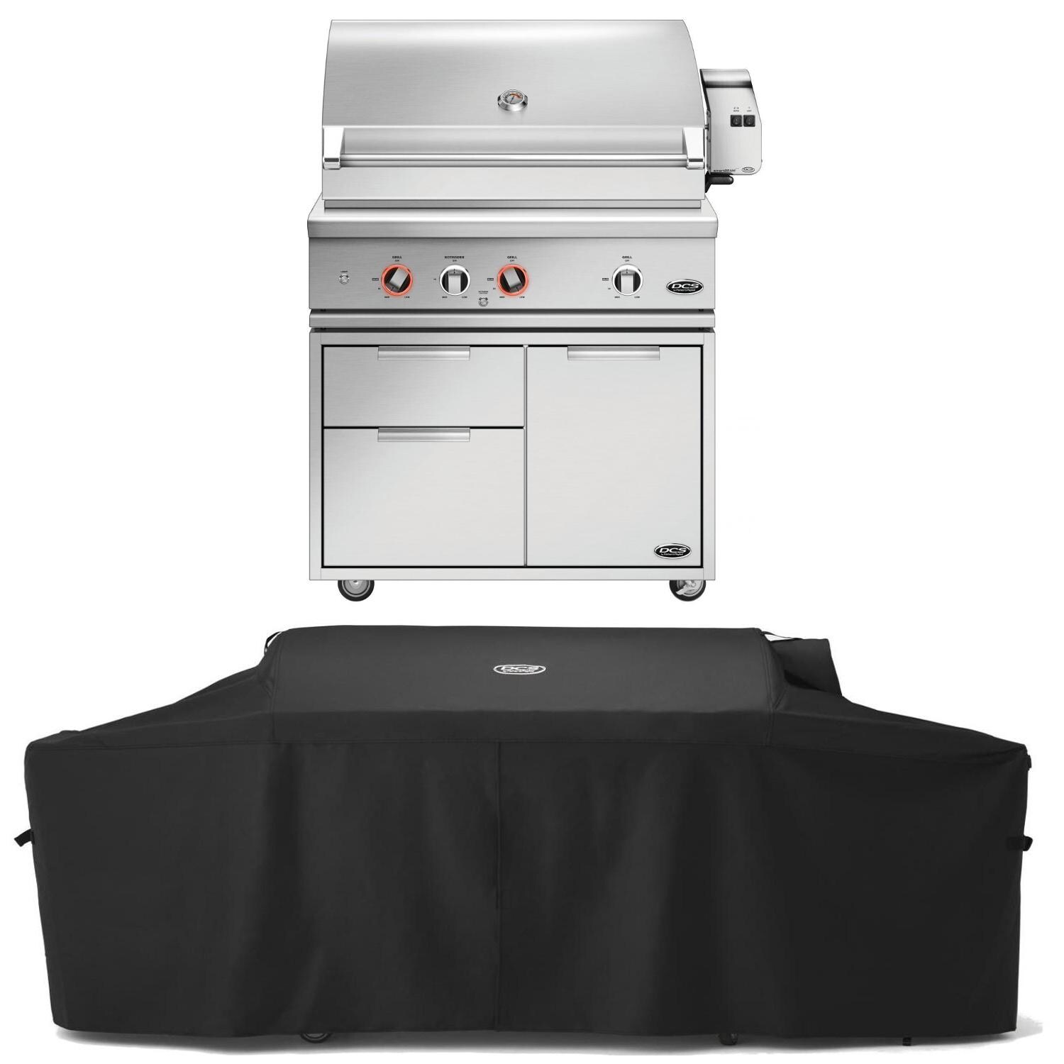DCS Series 9 Evolution 36-Inch Propane Gas Grill With Rotisserie W/ Cart & Grill Cover - BE1-36RC-L image
