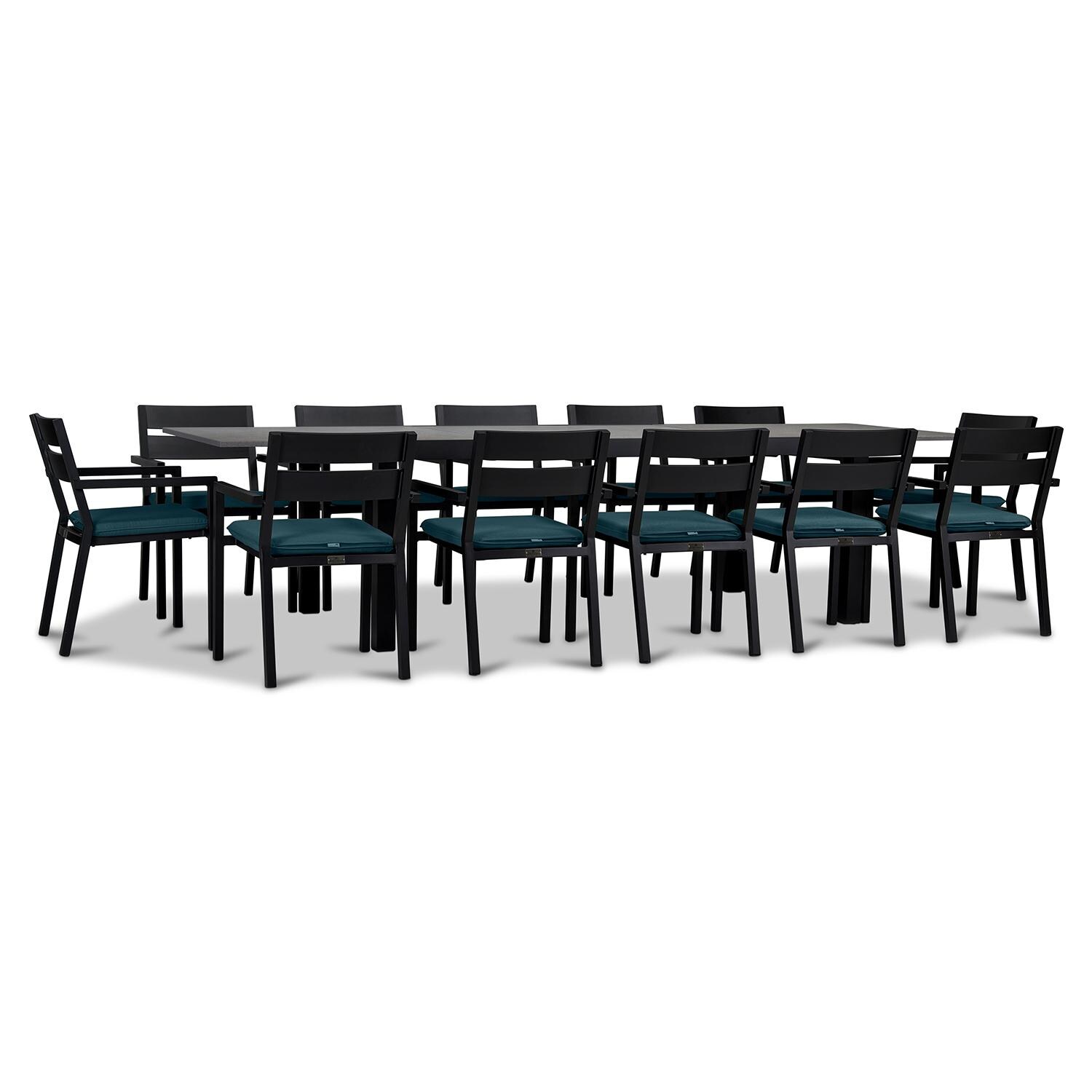 Calm Bay 13 Pc Extendable Dining Set in Black/Cast Lagoon by Lakeview - White Background 2 thumbnail