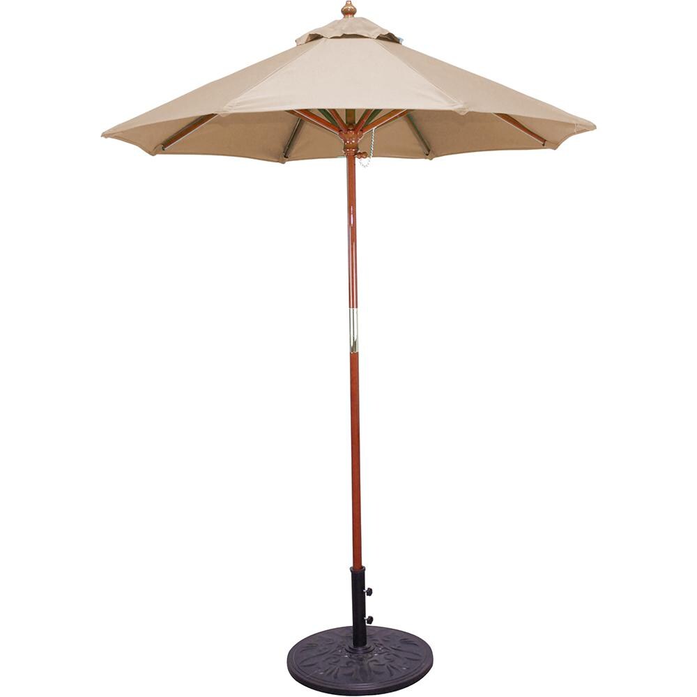 Galtech 6 Ft. Octagonal Hardwood Patio Market Umbrella W/ Push Lift - Dark Wood W/ Sunbrella Canvas Antique Beige Canopy