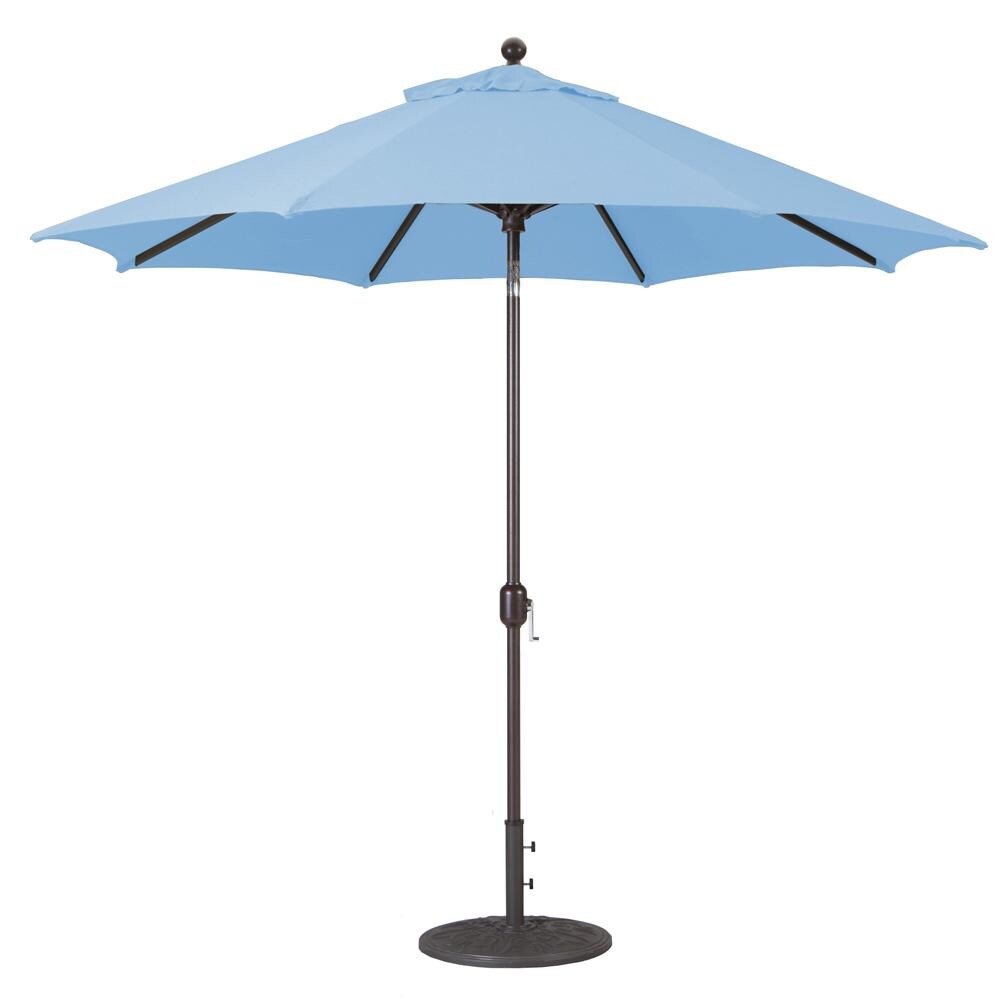 Galtech 9 Ft. Octagonal Aluminum Patio Market Umbrella W/ Crank Lift And Deluxe Auto Tilt - Antique Bronze Frame W/ Sunbrella Canvas Air Blue Canopy