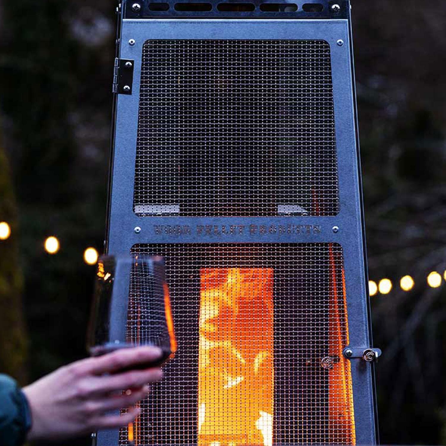 Timber Stoves Revere 22-in 90,000 BTU Pellet Freestanding Patio Heater w/ Elite Safety Cage - WPPHRESS1.0 - Stainless Steel - Up Close - Detail thumbnail