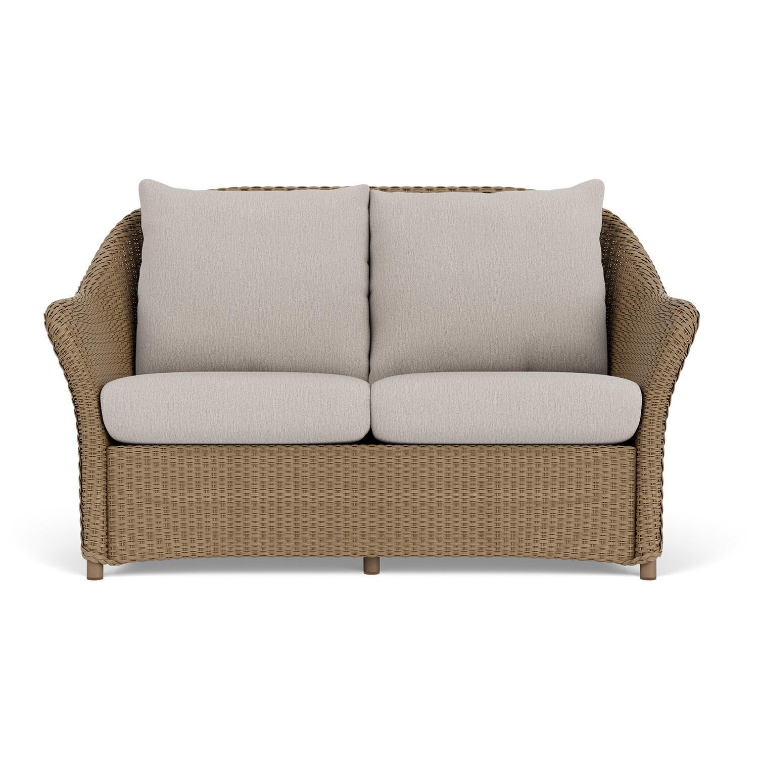 Weekend Retreat Lloyd Loom Loveseat in Fawn/Remy Cloud by Lloyd Flanders