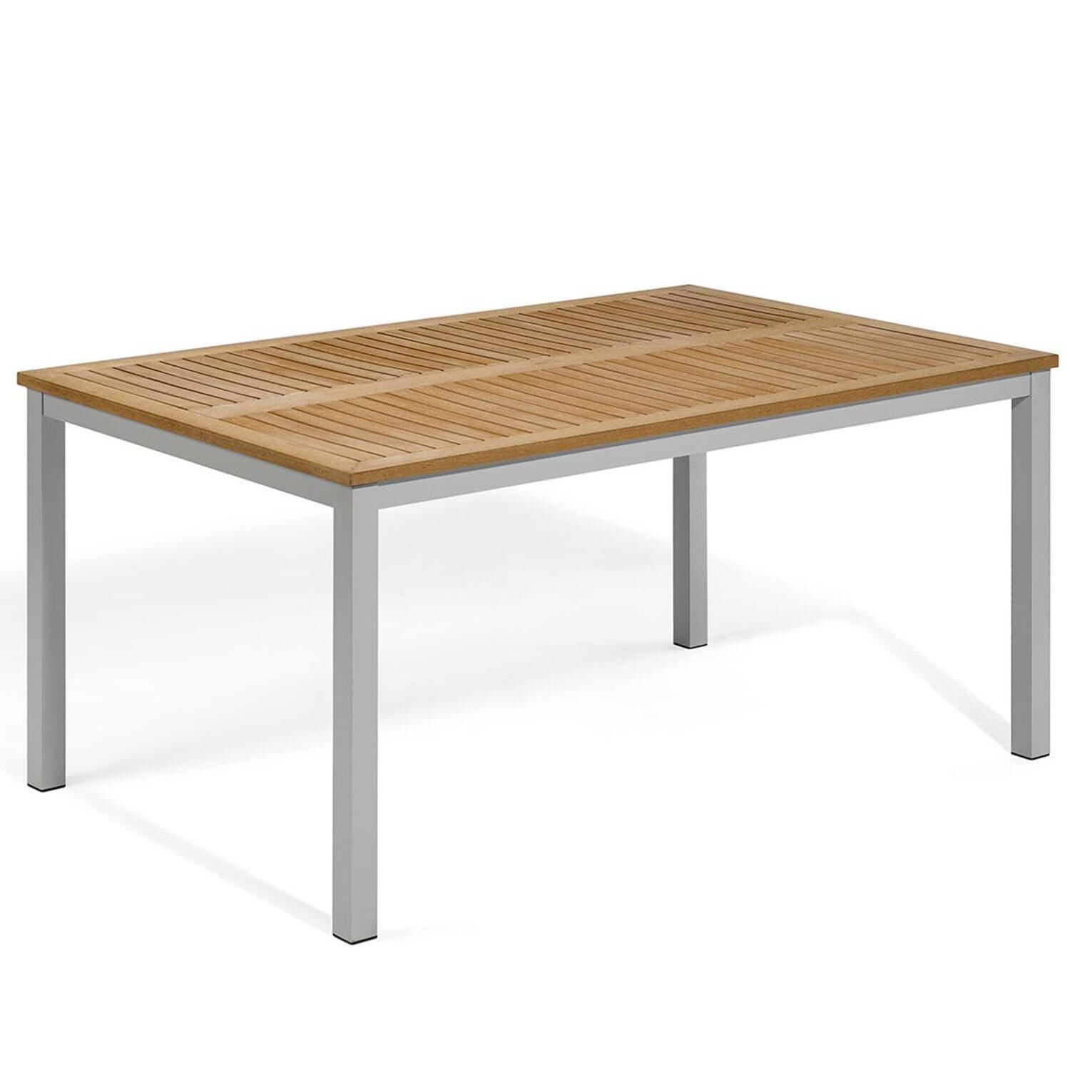 Oxford Garden Travira 7 Piece Flint Aluminum Patio Dining Set - Natural Tekwood Table thumbnail