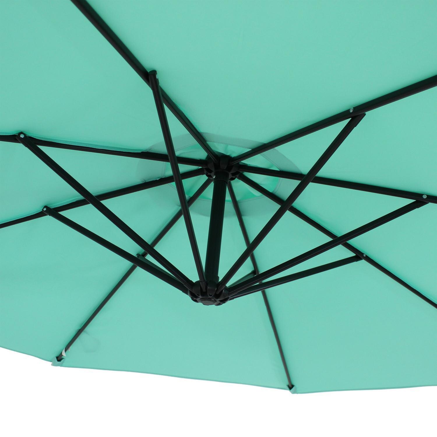 Ultimate Patio 9.5 Ft. Octagonal Patio Cantilever Umbrella W/ Crank - Seafoam - Sturdy Rib In Canopy thumbnail
