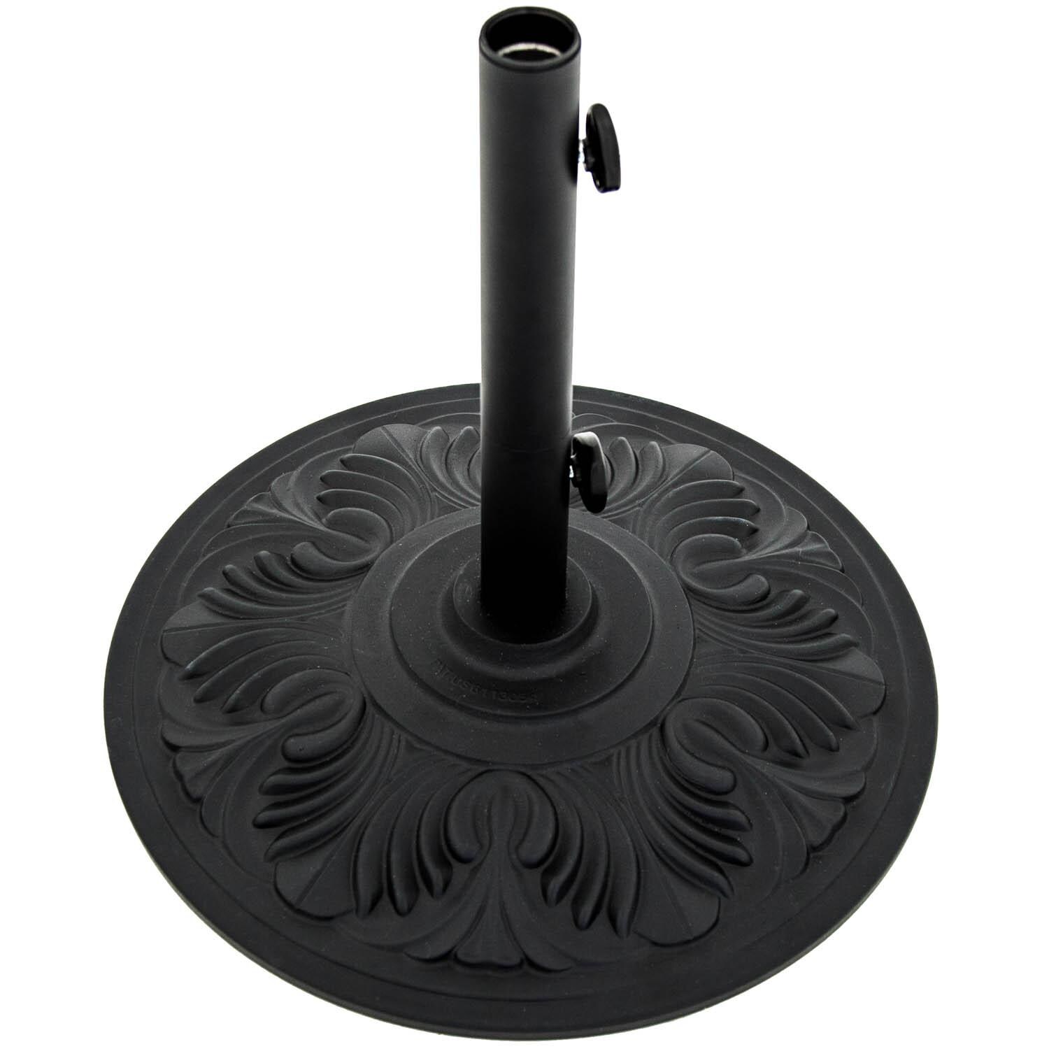 Treasure Garden Art Deco 50 Pound Cast Aluminum Patio Umbrella Base - Black - Angled View thumbnail