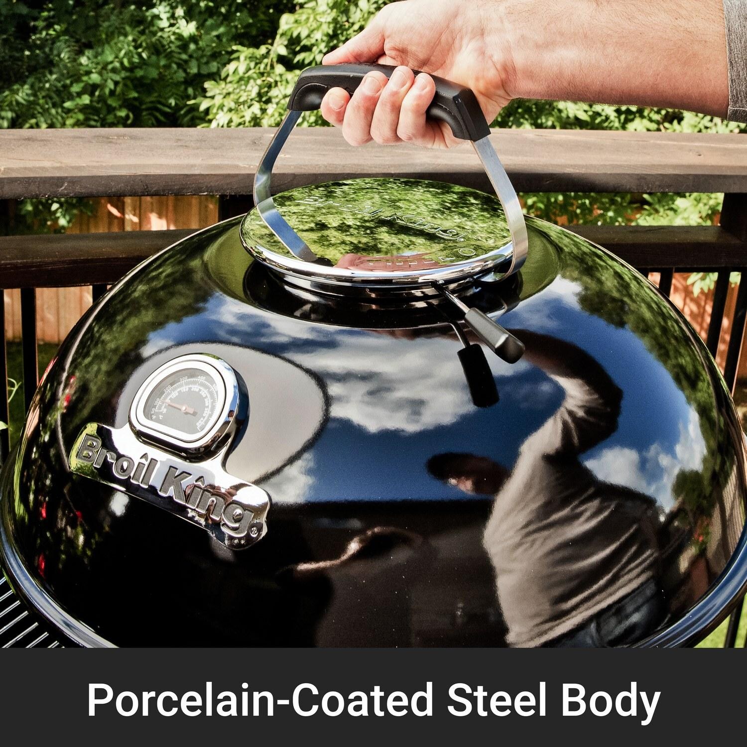 Broil King 401110B Kettle 22 1/2-in Crown Charcoal Grill - Black - Porcelain-Coated Steel Body - Detail thumbnail