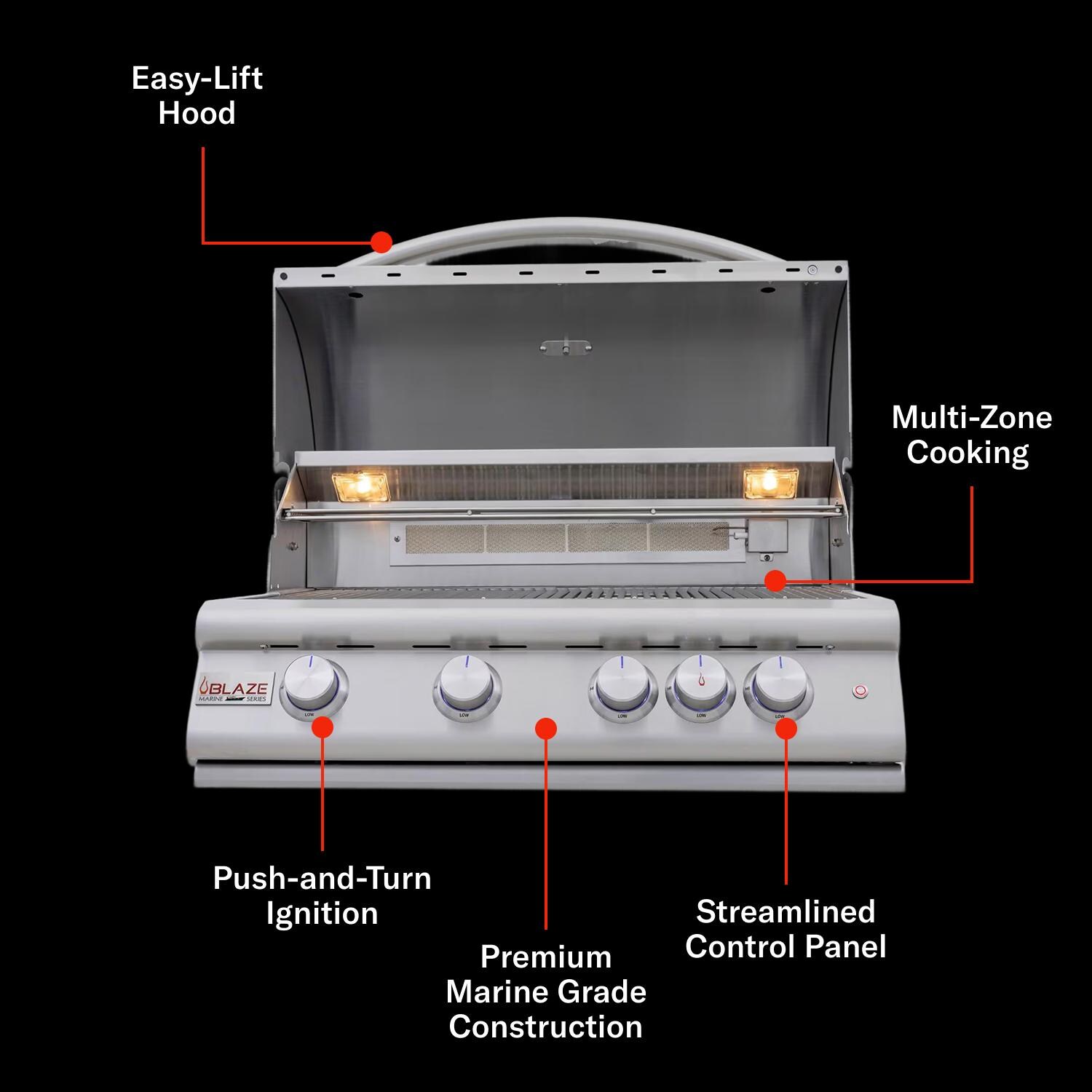 Blaze BLZ-4LTE3MG-LP Marine Grade Built-In Propane Grill - Grill Anatomy - Detail thumbnail