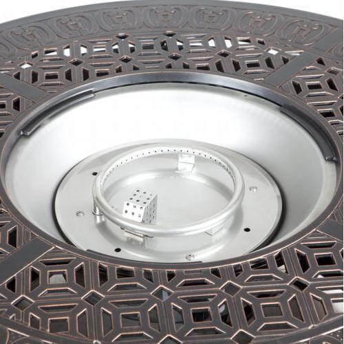 Ultimate Patio Cabin Parc 50,000 BTU Propane Round Fire Pit Table - Cast Aluminum - 62262 - Burner Detail thumbnail