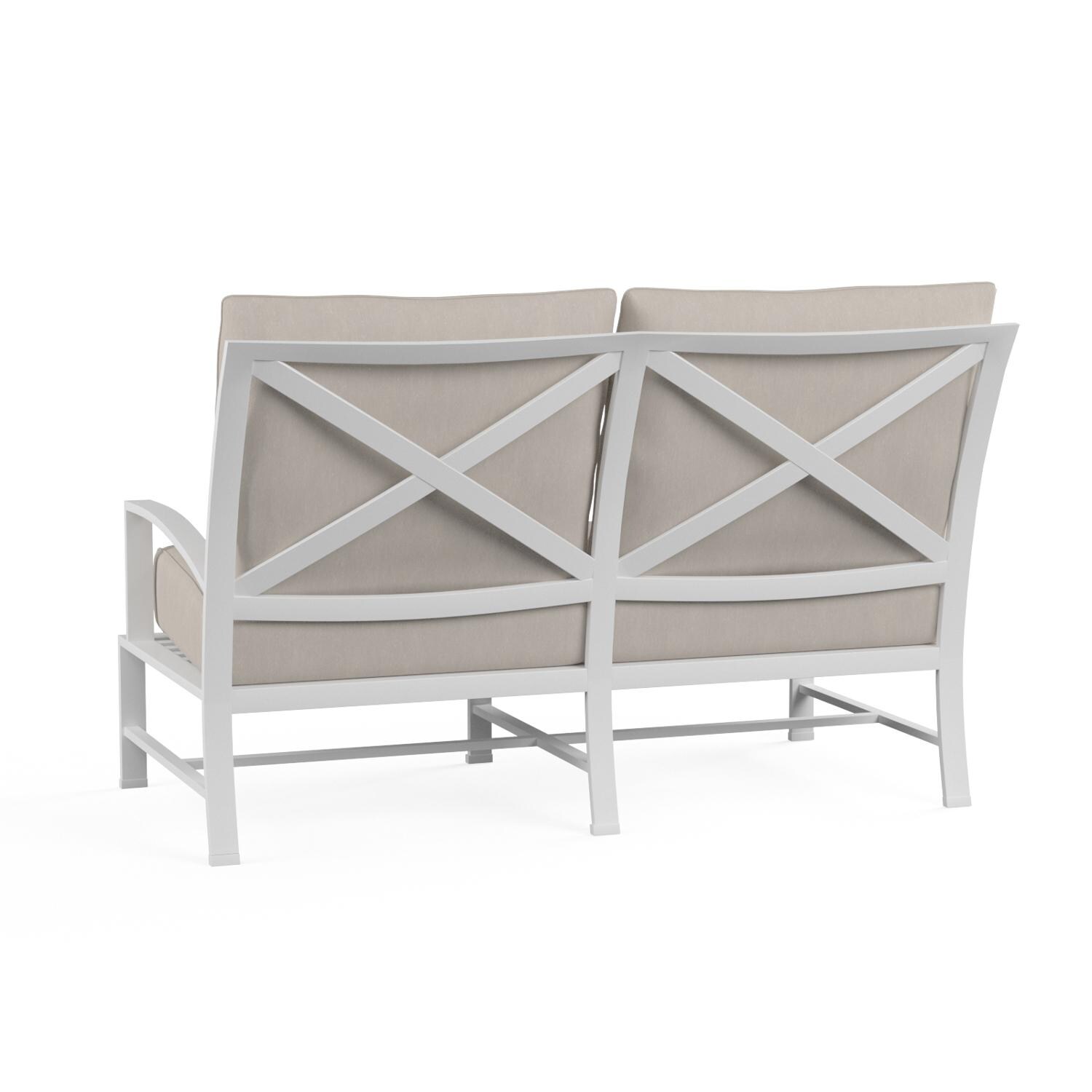 Sunset West - 501-22-5492 - Bristol Aluminum Patio Loveseat W/ Sunbrella Canvas Flax Self Welt Cushions - Rear View thumbnail