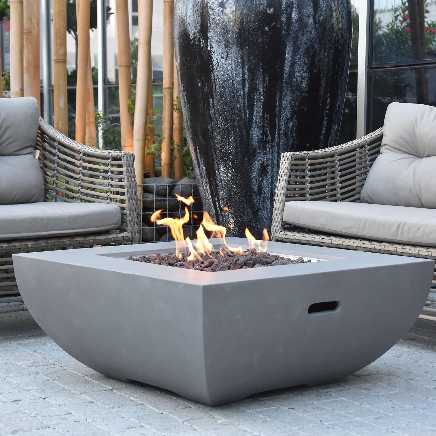 Elementi Westport 34-Inch Square Propane Fire Pit Table - Light Gray - OFG135-LP - Lifestyle thumbnail