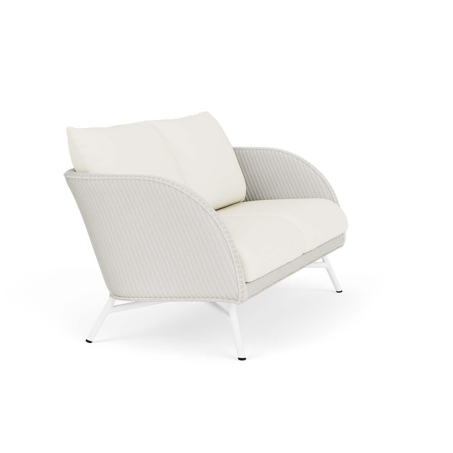 Lloyd Flanders Essence Loveseat W/Sailcloth Salt Fabric - Matte White Finish - Angled thumbnail