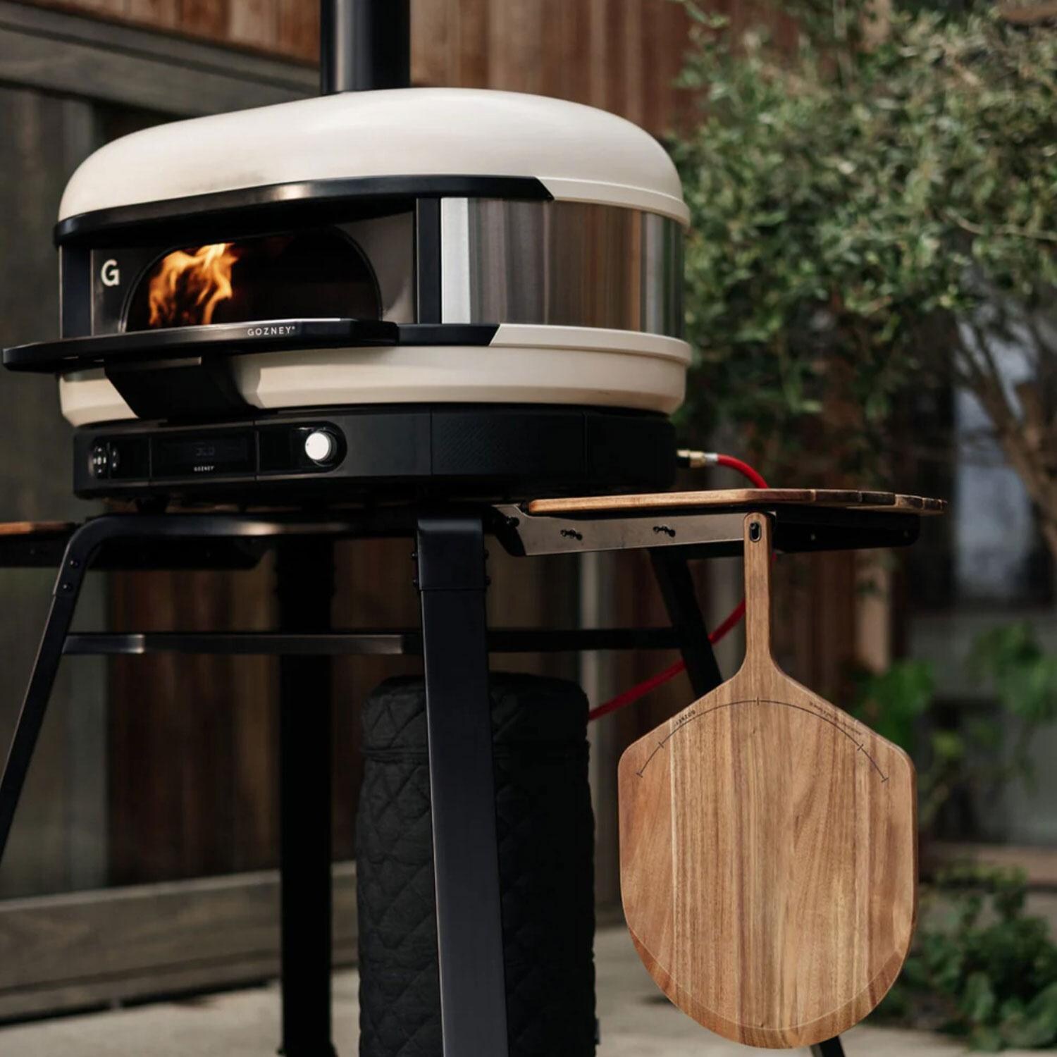 Gozney AD1782 Acacia XL Wood Pizza Peel & Server - Attached to Pizza Oven - White Background thumbnail