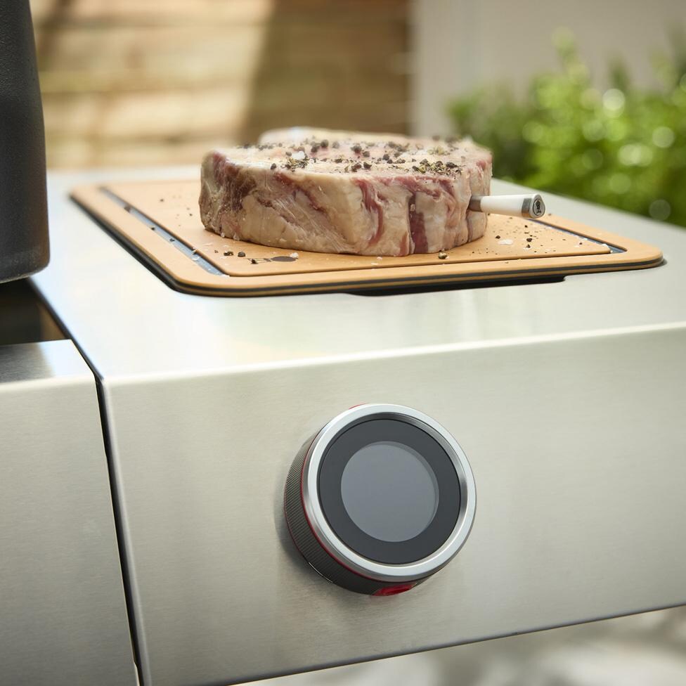 Weber Genesis EX-325W Propane Gas Grill - Black - 1501822 - Side Shelf w/ Digital Thermometer - Detail thumbnail