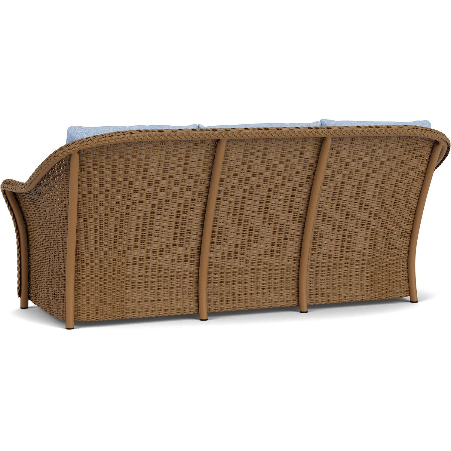 Lloyd Flanders Weekend Retreat Sofa in Hickory Finish W/ Demo Skyway Fabric - Back Left thumbnail