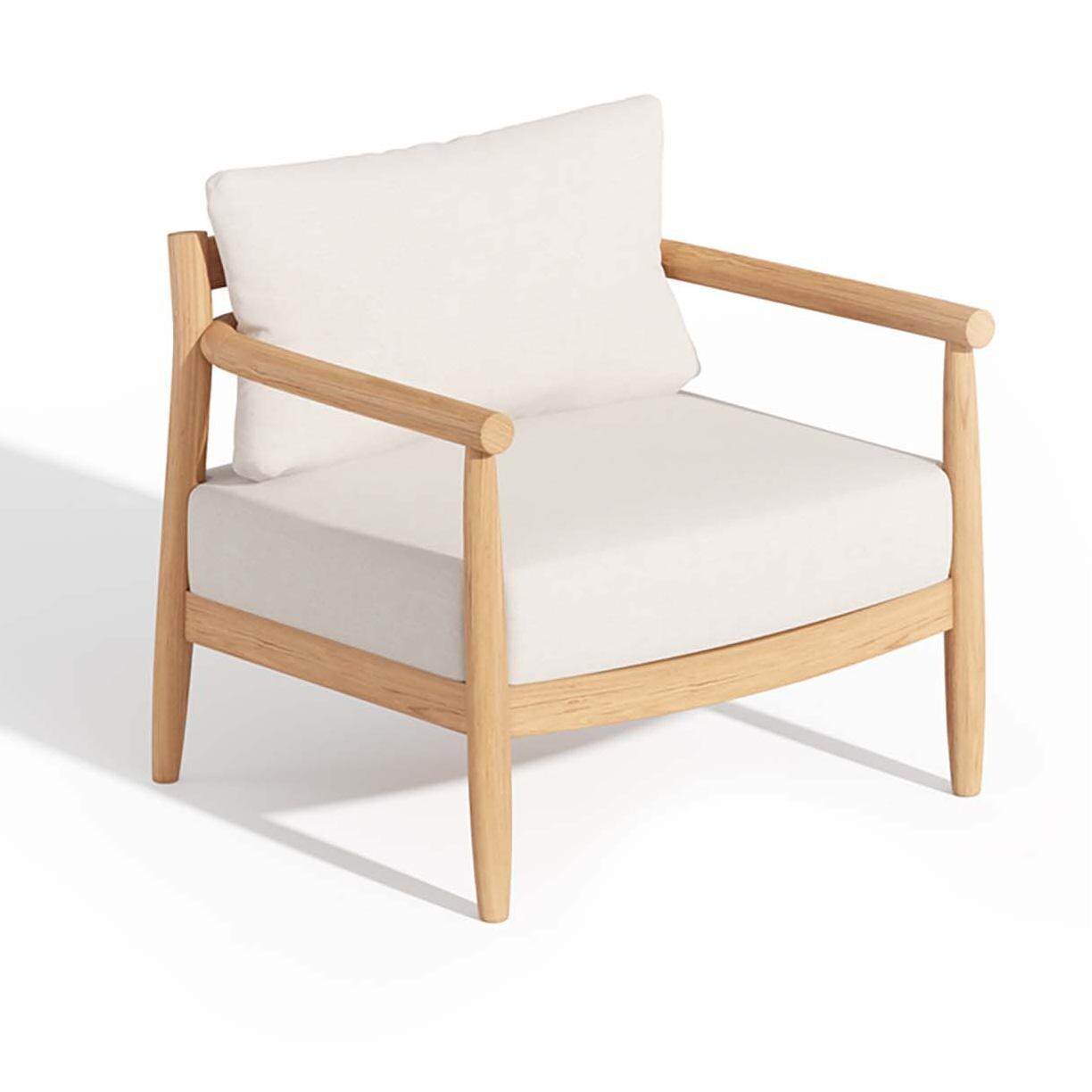 Oxford Garden Lido Teak Club Chair in Natural/Bliss Linen - Front View thumbnail