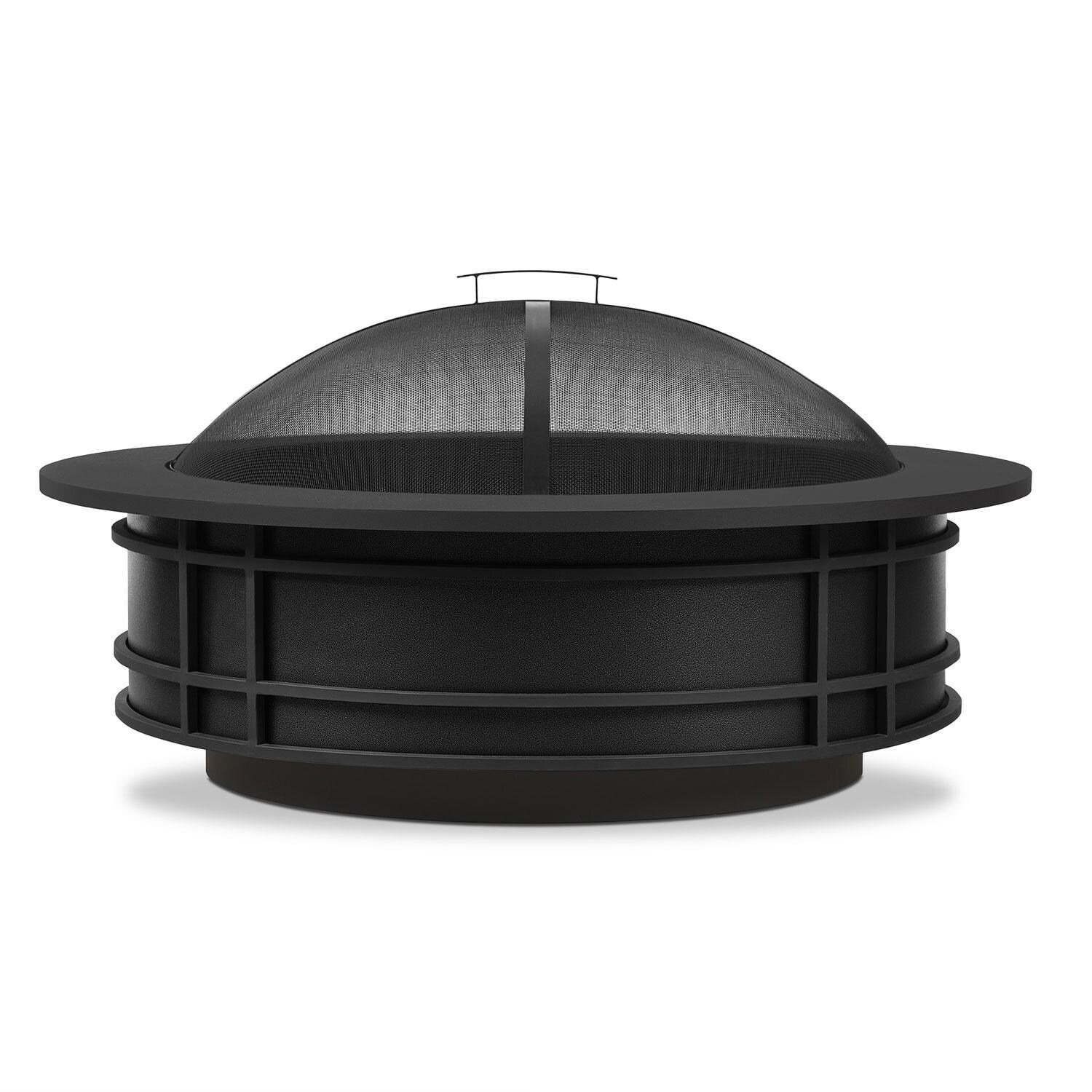 Lakeview Outdoor Designs SC-980-GRY Forestview 40-Inch Round Wood Burning Fire Pit - Gray - Front View With Screen thumbnail