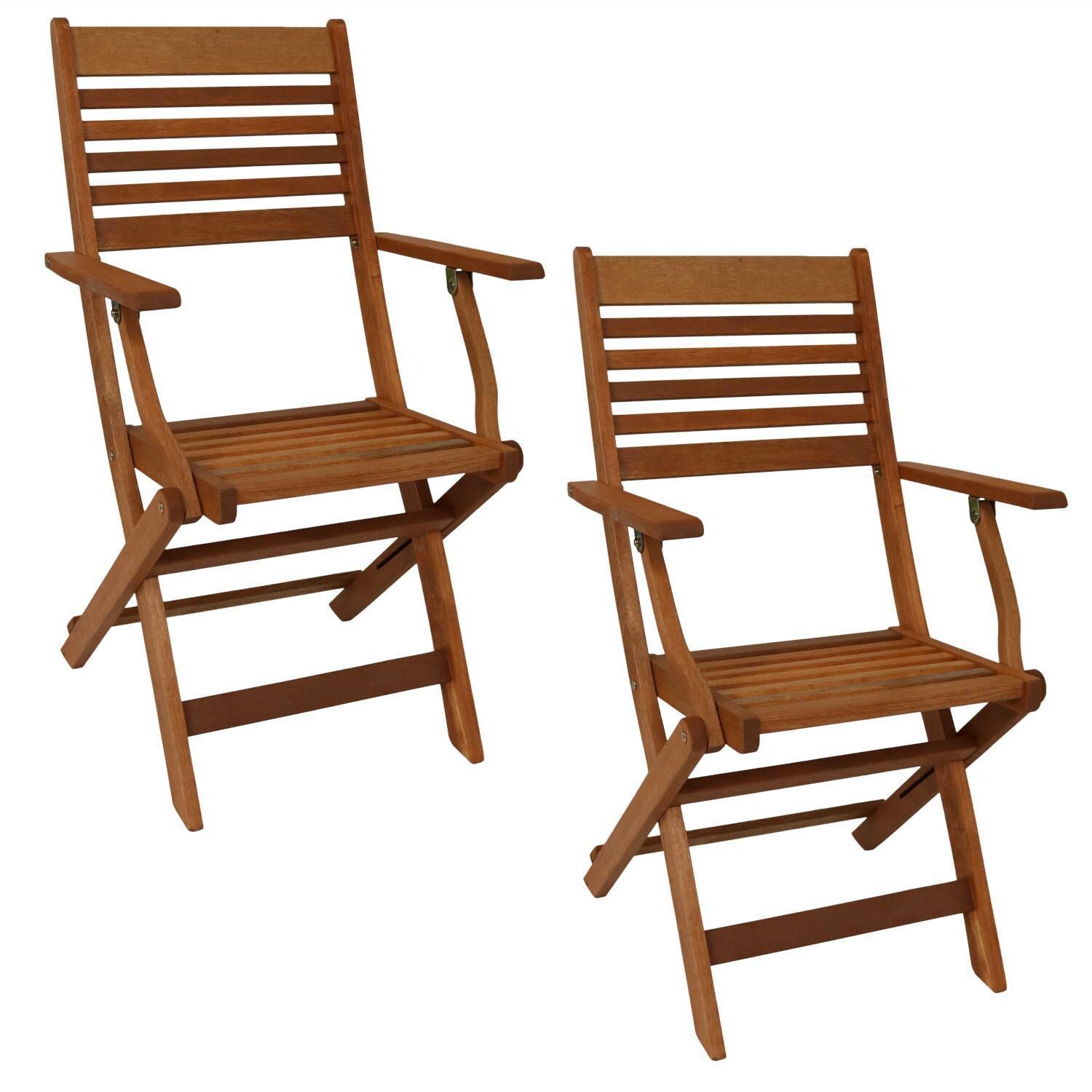 Ultimate Patio Meranti Wood Outdoor Folding Patio Armchairs - Set of 2