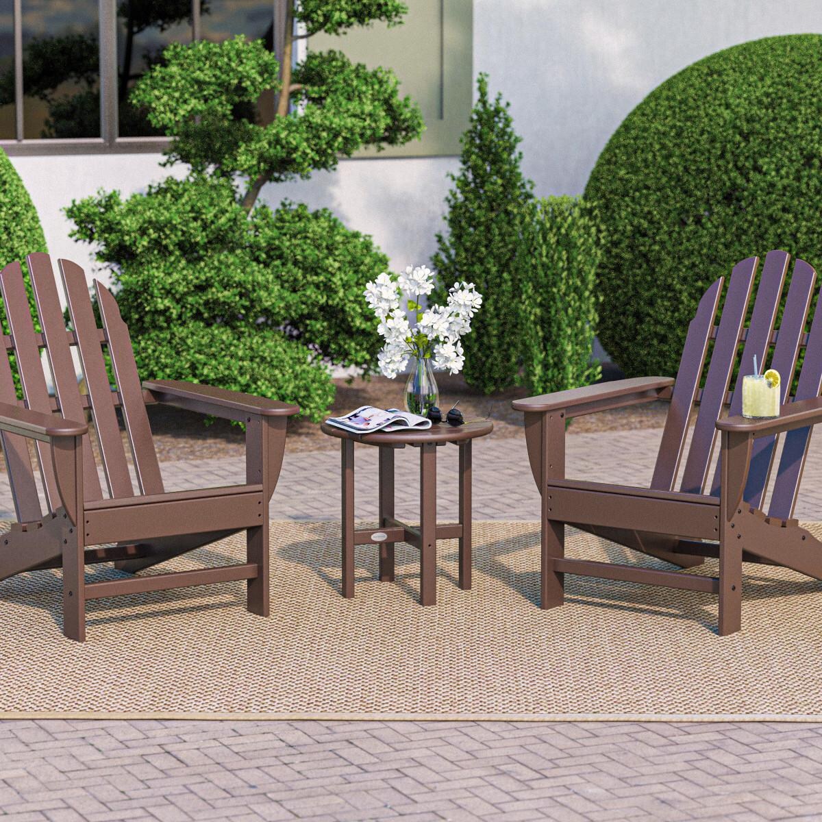 Classic Adirondack 3 Pc Recycled Plastic Seating Set in Mahogany by POLYWOOD