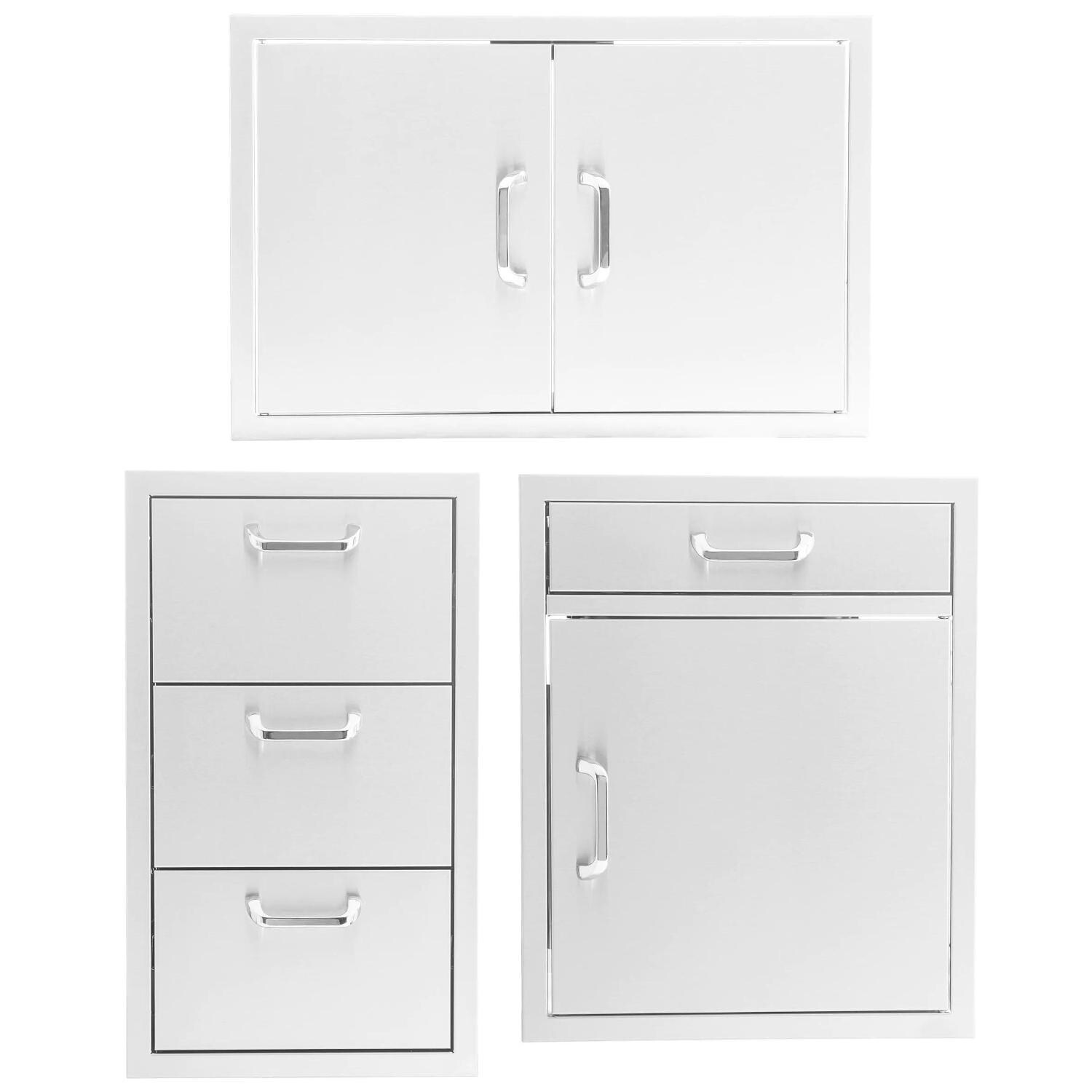 BBQGuys Signature 3 Pc 32-Inch Double Access Door Outdoor Kitchen Storage Package - Traditional - White Background thumbnail