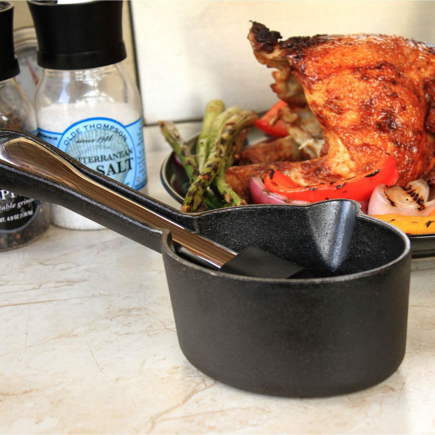 Outset Cast Iron Sauce Pot With Nesting Silicone Basting Brush thumbnail