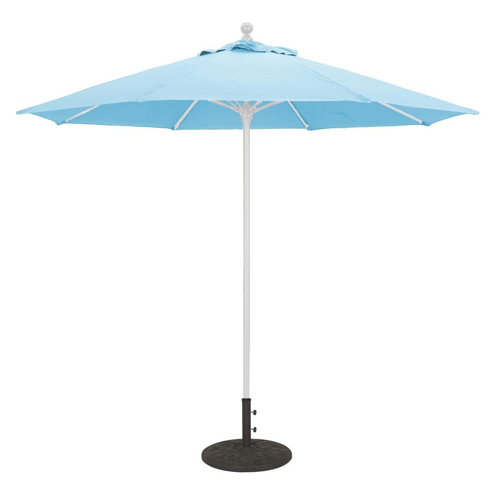 Galtech 9 Ft. Octagonal Aluminum Patio Market Umbrella W/ Push Lift - White Frame W/ Sunbrella Canvas Air Blue Canopy