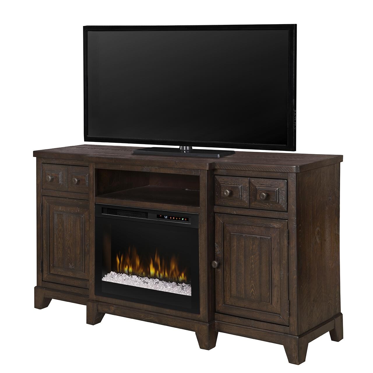 Dimplex Multi-Fire XHD Heinrich 66-Inch Electric Fireplace Media Console - Acrylic Ice Embers - Wentworth Brown - GDS26G8-1863WR thumbnail