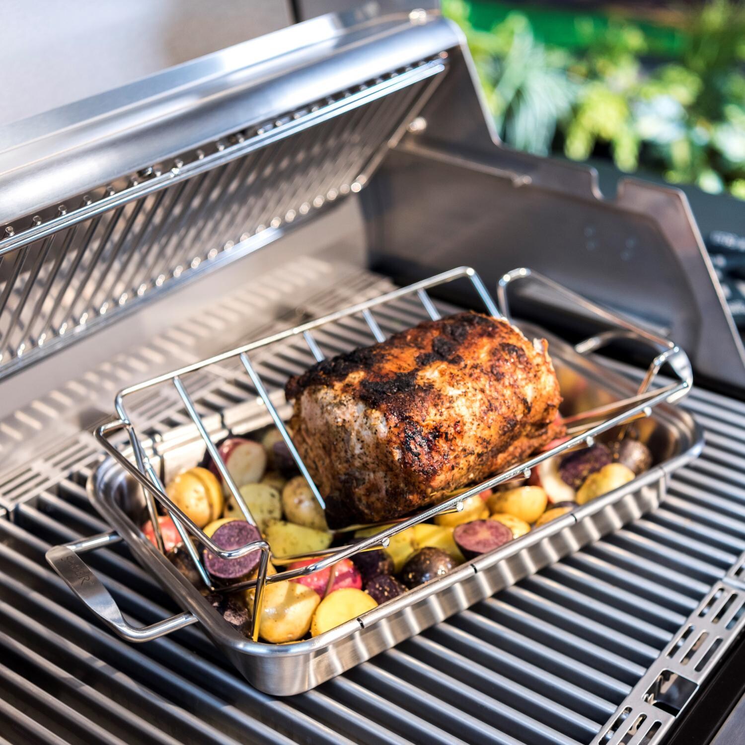 Saber Stainless Steel Roast and Rib Rack - With Food - Roasting Pan NOT Included thumbnail