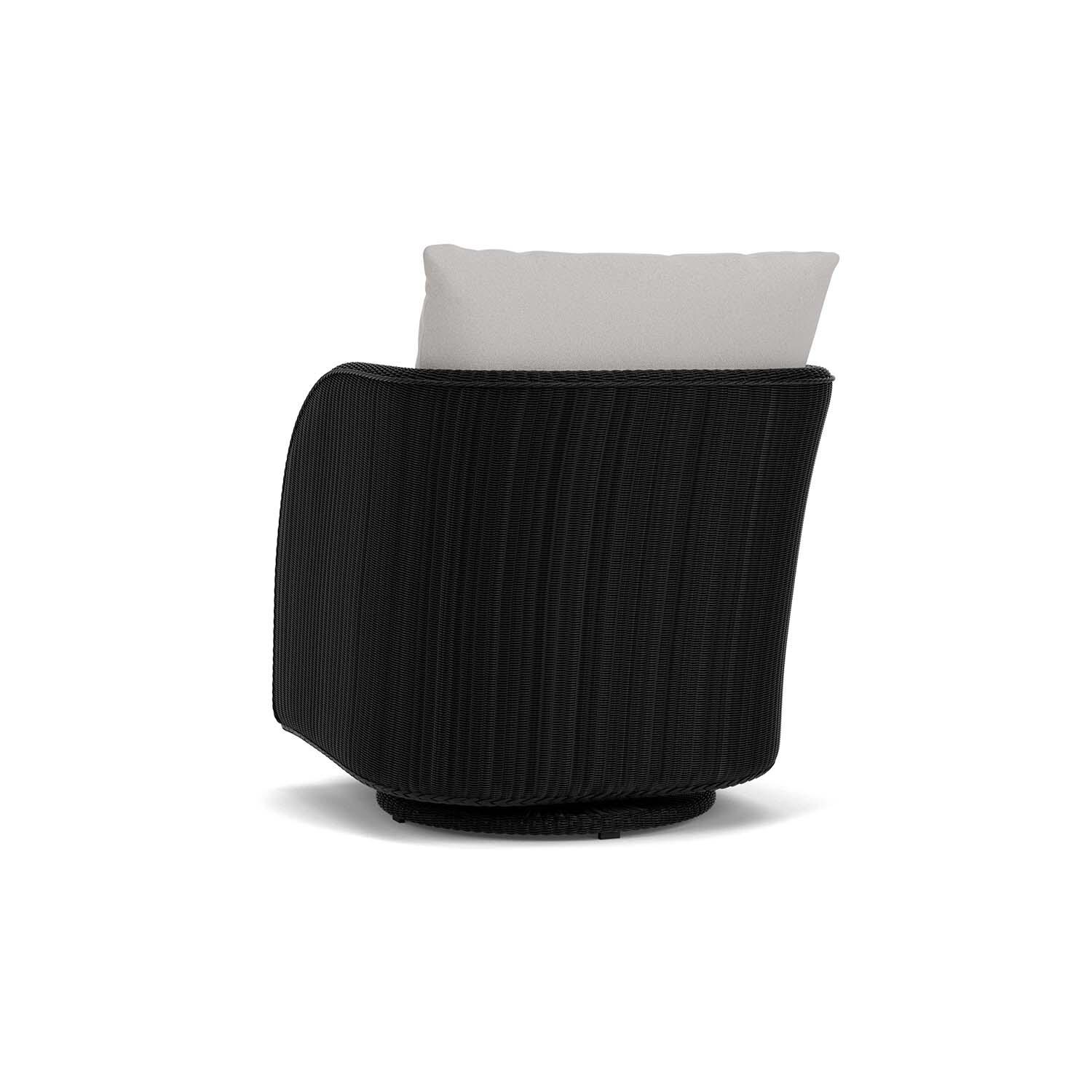 Lloyd Flanders Essence Swivel Glider Lounge Chair W/Tundra Dove Fabric - Ebony Finish - Back Left thumbnail