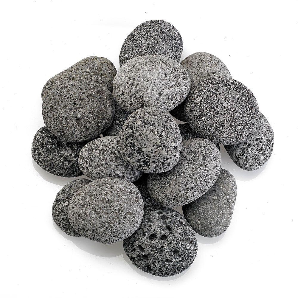 BBQGuys Signature LAVAST-M-20 Medium Gray Tumbled Lava Stone - Top View thumbnail